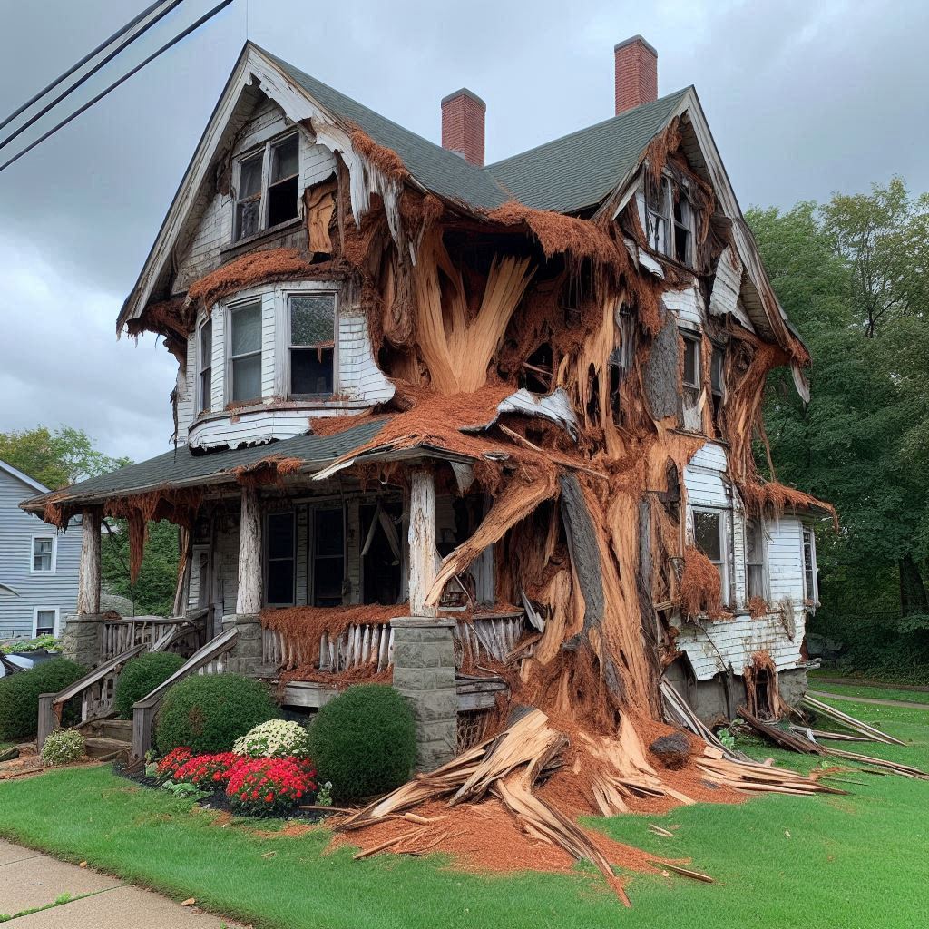 Signs Your Pembroke Pines Home Needs a Tree Inspection Blog Article - Tree with visible damage, including broken branches and signs of disease near an Pembroke Pines home